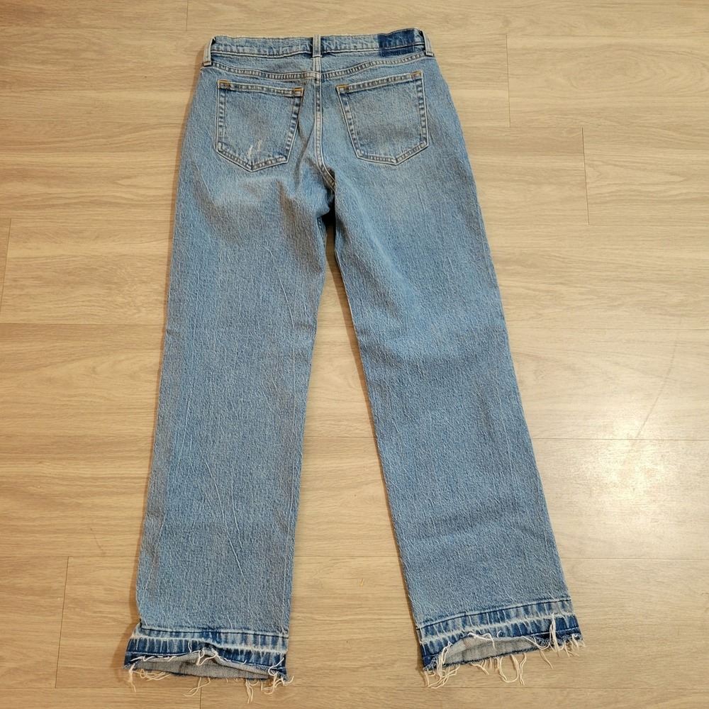 ABERCROMBIE & FITCH THE BAGGY LOW RISE WOMENS 27(30" WAIST) DENIM JEANS RAW HEM - Picture 2 of 6